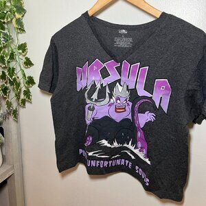 Disney Ursula Poor Unfortunate Souls V Neck Graphic Tee Size Small Dark Gray